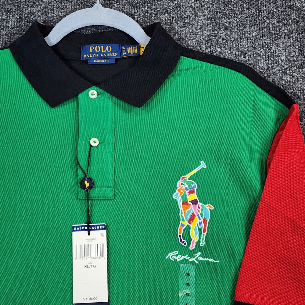 Polo Ralph Lauren Men Big Colorful Pony Patchwork Preppy Polo Shirt Size‎ XL NWT